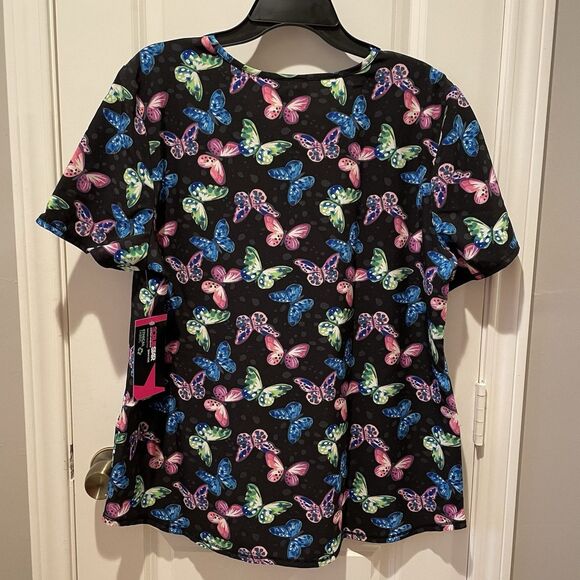 Scrubstar Scrubs Nurse Top Shirt Women’s Size Large Butterfly Print NEW with Tag - Picture 8 of 9